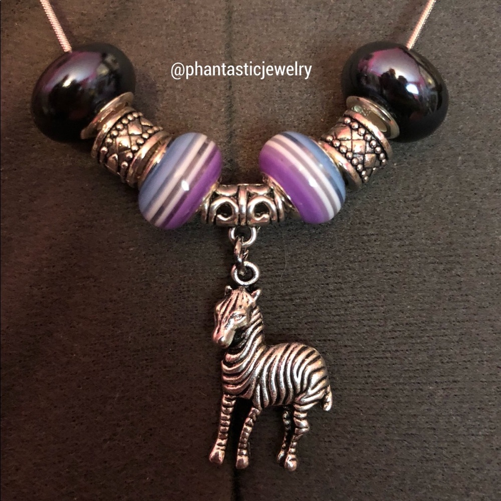 Handmade Necklace with A Zebra Charm